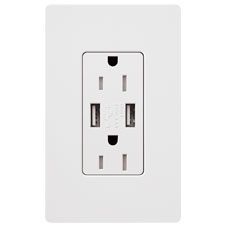 Lutron® 15 Amp USB Receptacle - (Snow | Satin)                                                                                 