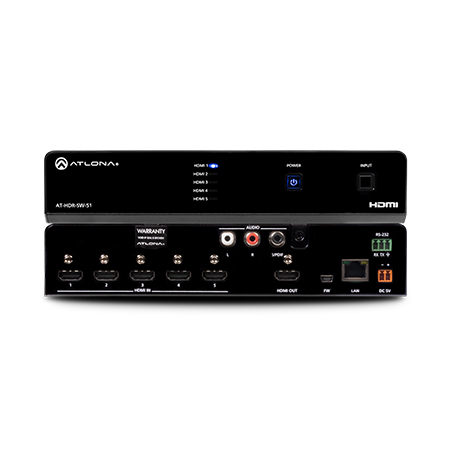 Atlona® 4K HDR Five-Input HDMI Switcher 