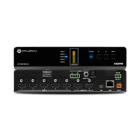 Atlona® 4K HDR 5x2 HDMI Matrix Switcher 