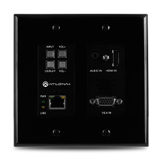 Atlona® Conferencing Wallplate Switcher for HDMI and VGA with Ethernet-Enabled HDBaseT Output - 2x1 | Black 
