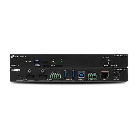 Atlona® Omega™ Two-Input Switcher for HDMI and USB-C with USB Hub and Device Charging 