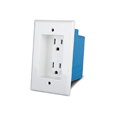 WattBox® Recessed Duplex Electrical Outlet with Wall Plate and Single Gang Box 