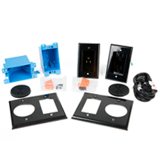 WattBox® PowerFlex™ with Duplex Wall Plate and Silicon A/V Pass Through - Kit (Black) 