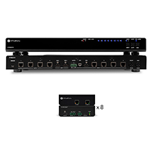 Atlona® 2x8 HDMI to HDBaseT Extended Distance Distribution Amplifier w/ 8 HDBaseT Receivers 
