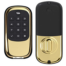 Yale Push Button Z-Wave Deadbolt - Polished Brass 