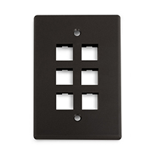 Wirepath™ 6-Port Midi Wall Plate - Black 