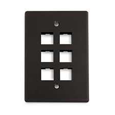Wirepath™ 6-Port Midi Wall Plate - Black