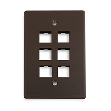 Wirepath™ 6-Port Midi Wall Plate - Brown                                                                                      