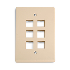 Wirepath™ 6-Port Midi Wall Plate - Ivory                                                                                      
