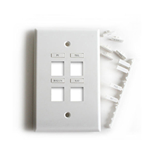 Wirepath™ Icon 4-Port Midi Wall Plate with Name Inserts - White                                                               