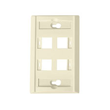 Wirepath™ 4-Port Keystone Wall Plate With Icon Tabs - Ivory