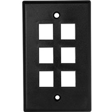 Wirepath™ 6-Port Keystone Wall Plate - Black                                                                                  