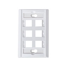 Wirepath™ 6-Port Keystone Wall Plate With Icon Tabs - White 