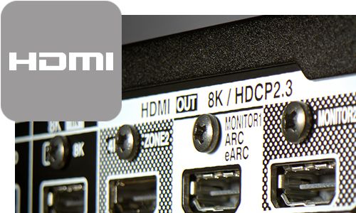 Zoomed-in view of HDMI outlets on back of receiver