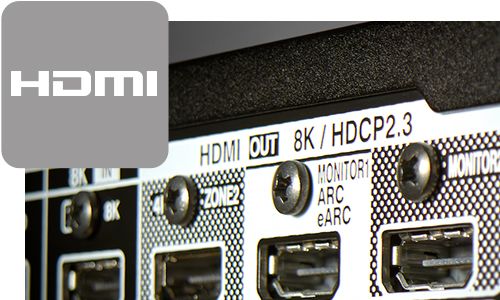 Zoomed-in view of HDMI outlets on back of receiver