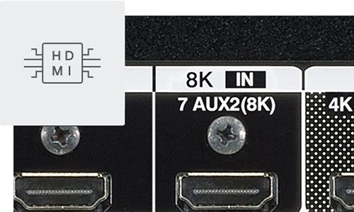 Zoomed-in view of HDMI outlets on back of receiver