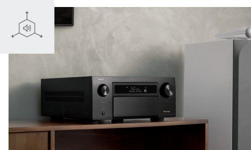 A denon AVR sitting on a table top