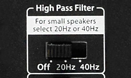 Zoomed-in view of High Pass Filter on back of amp