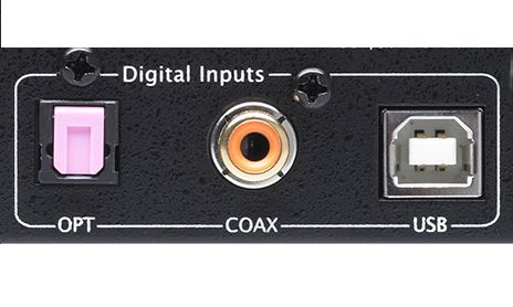 Opt, Coax and USB inputs on amp