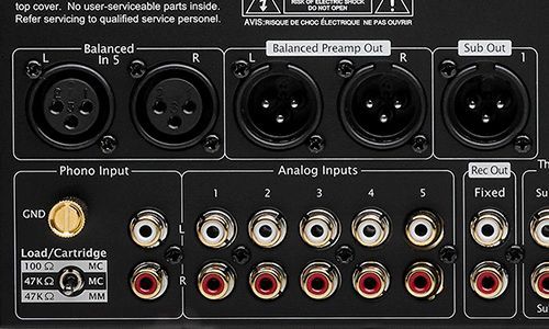 Interior view of phono and XLR inputs