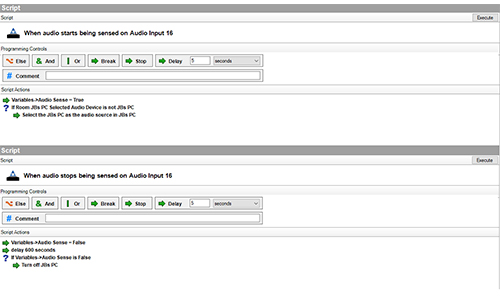 Screenshot of audio signal sensing