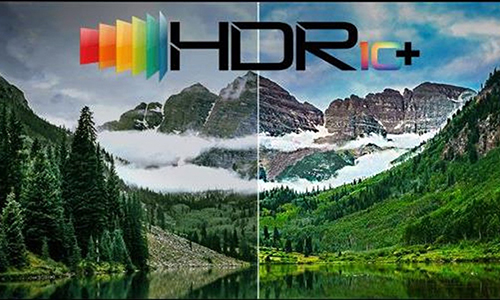 Split screen view of TV with HDR and with HDR 10+