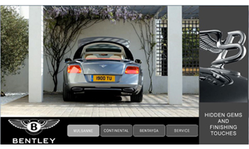 Screenshot of Bentley information kiosk