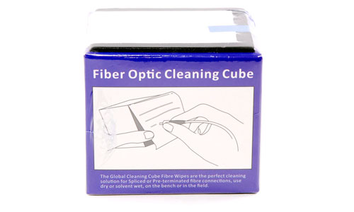 Box with fiber optic wipes