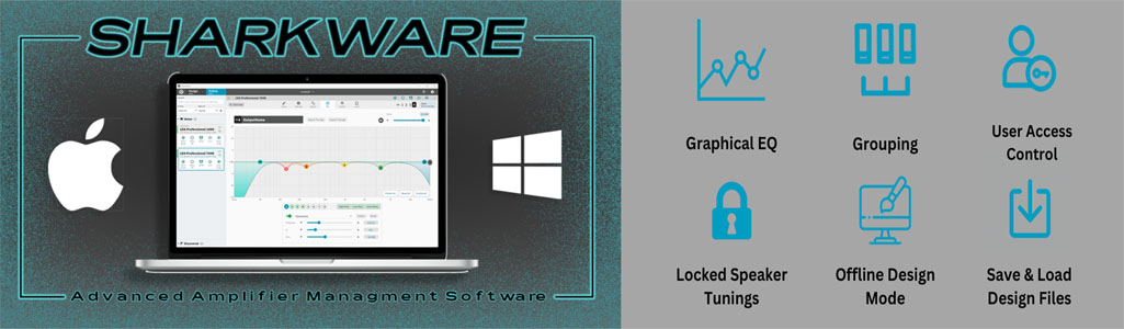 SharkWare logo and setting icons