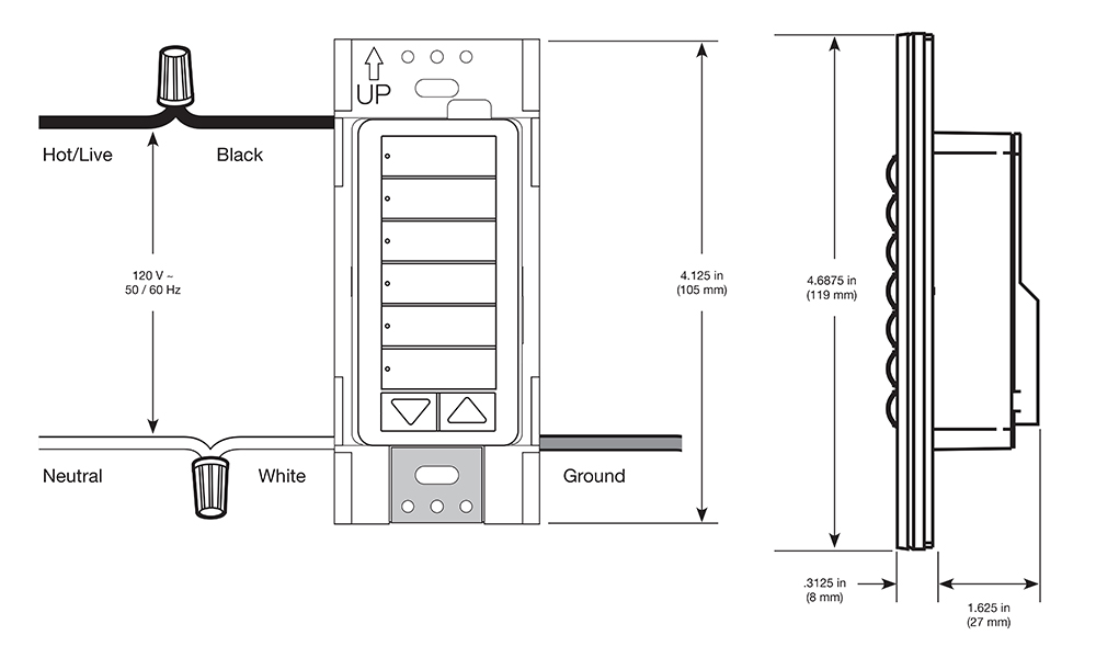 Lutron RadioRA 2 seeTouch Wall Mount Designer Keypad, 7 Button Keypad test