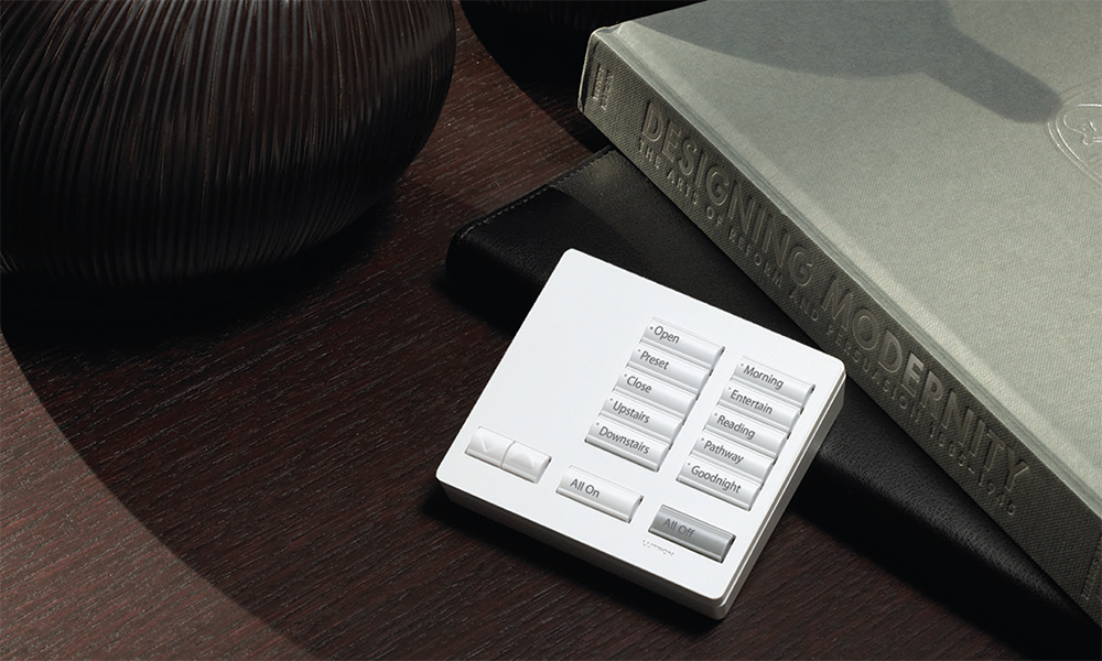 Lutron RadioRA 2 Tabletop Designer Keypad with Raise and Lower