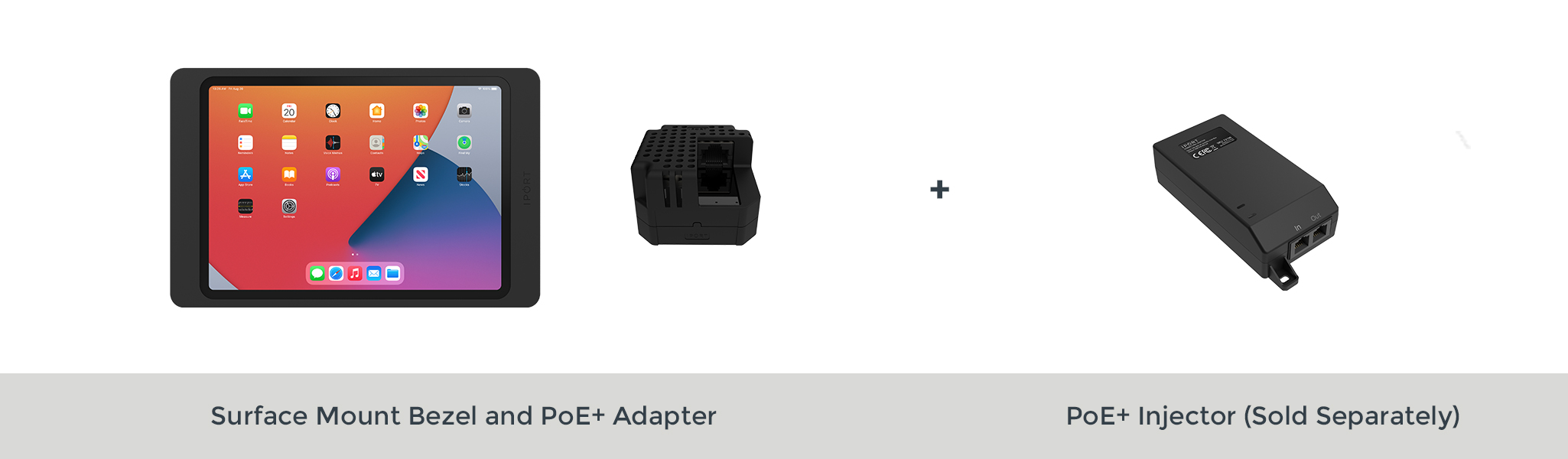 iPort diagram showing the the BaseStation, Wallstation, and case