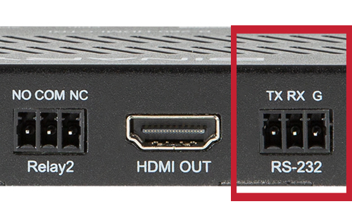 Red outline around RS-232 inputs