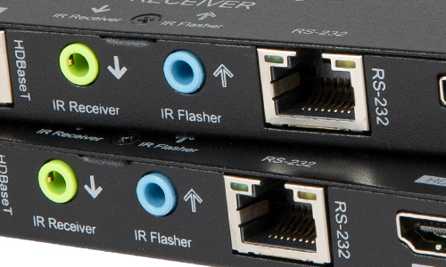 Close up of IR and RS-232 ports