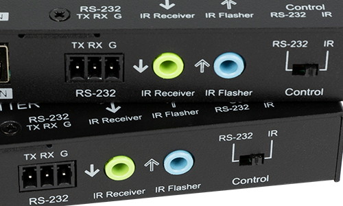 Close up of IR and RS-232 ports