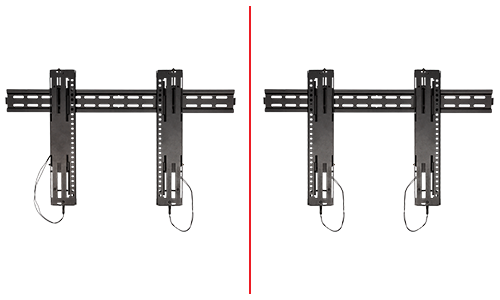 2 mounts side by side, one with mount arm installed left and right and the other right and left