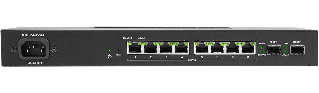 Full view of Araknis 210 compact switch with ports