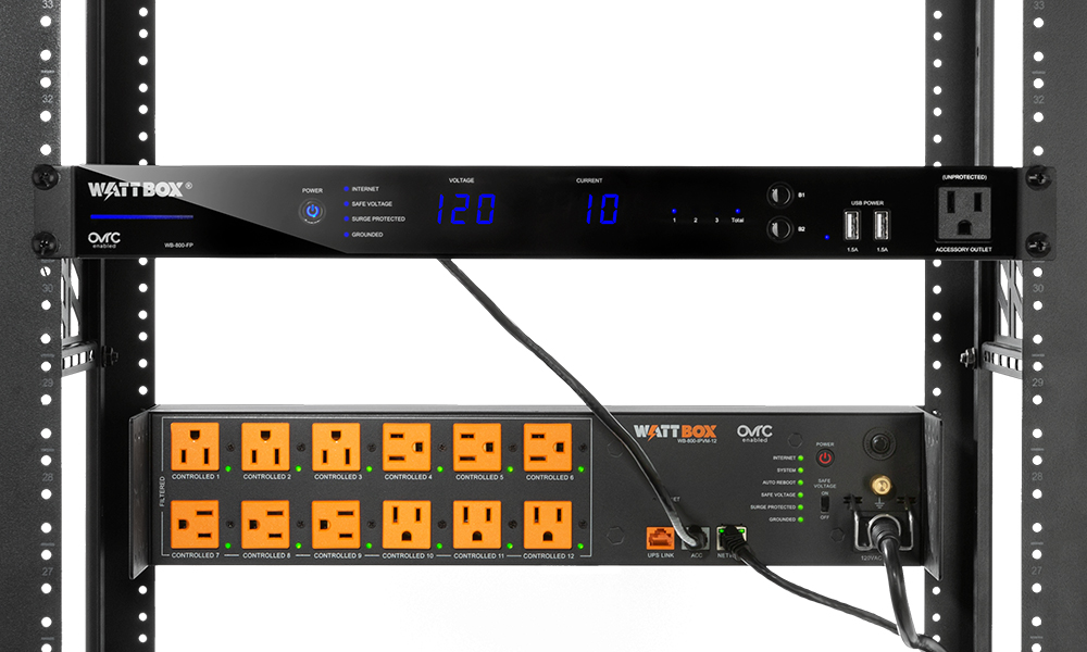 WattBox Faceplate installed on an IT rack