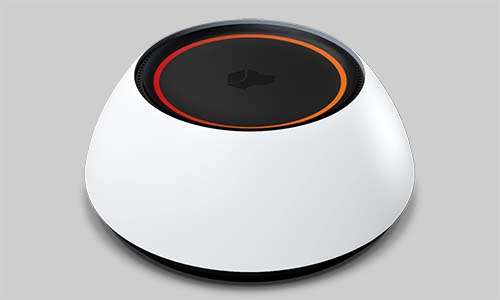 White Josh Micro with its led ring lit up to indicate its muted