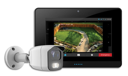 Bullet camera with tablet displaying camera view