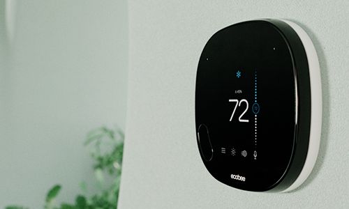 ecobee thermostat on wall