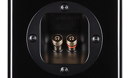 Gold plated 5 way binding posts on the back of the Episode HT series speaker