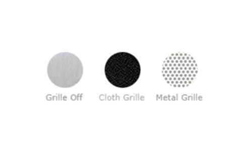 Image of various grille textures - grille off, clothe grille, metal grille