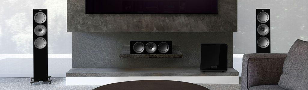 Subwoofer placed below flat screen TV