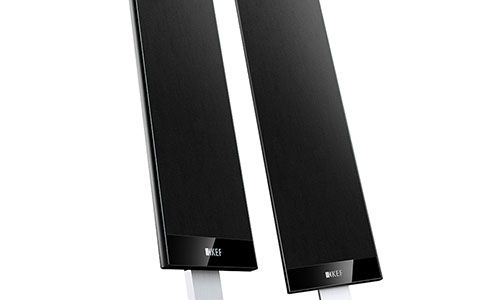 KEF Slim speakers on stands
