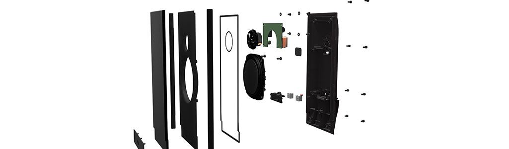 Exploded view of speaker with all interior parts