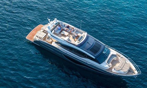 Bird's eye view of yacht in water