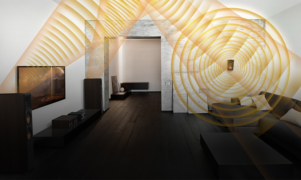 Image with sound patterns outlined in room