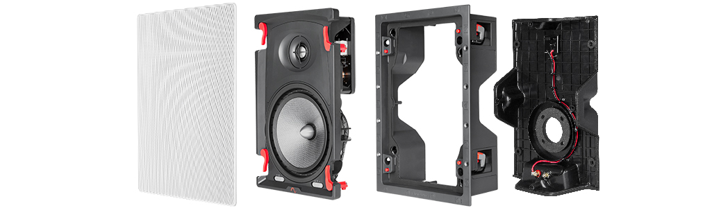 Grille, speaker, cradle and enclosure expanded horizonally