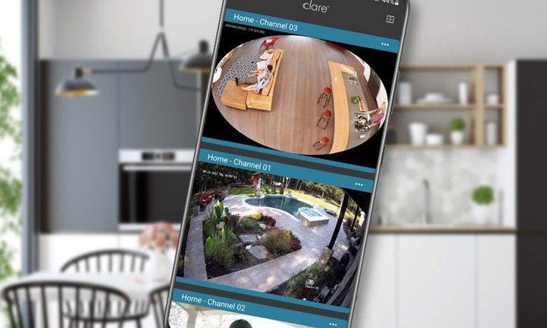 Smart home displaying app with camera views